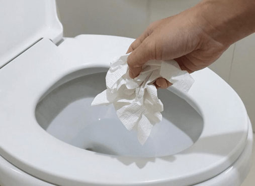 Não descartar objetos sólidos no vaso para proteger a linha de esgoto